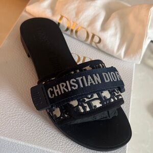 Dior Black and Ivory Christian Dior Slide Sandals